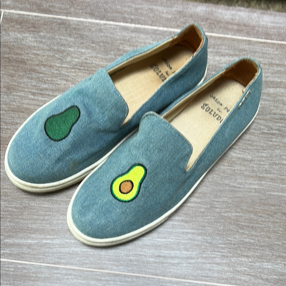 Soludos Avocado Embroidered Denim Skate Sneakers
